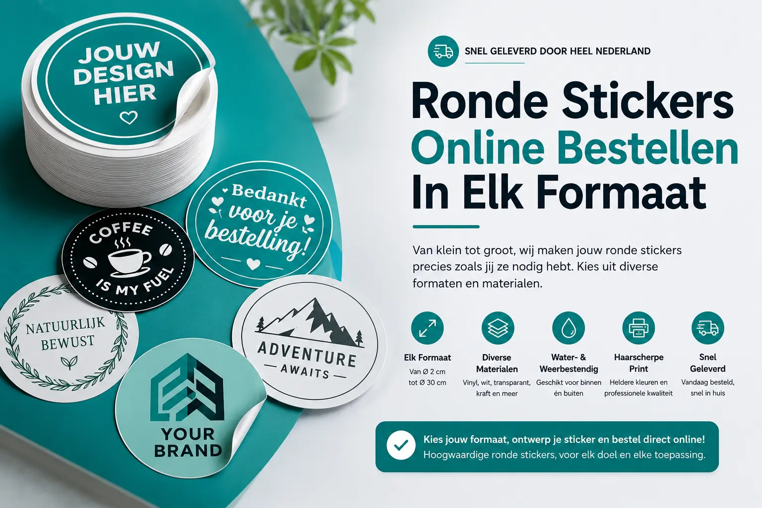 Ronde stickers online bestellen in elk formaat - Van kleine sluitstickers tot grote ronde vinyl stickers met eigen ontwerp
